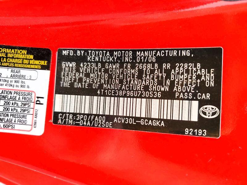 2006 TOYOTA CAMRY SOLARA SLE — Фото 12 из 12