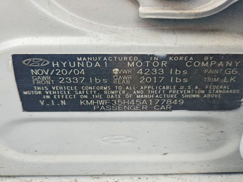 KMHWF35H45A177849 2005 HYUNDAI SONATA photo no. 12