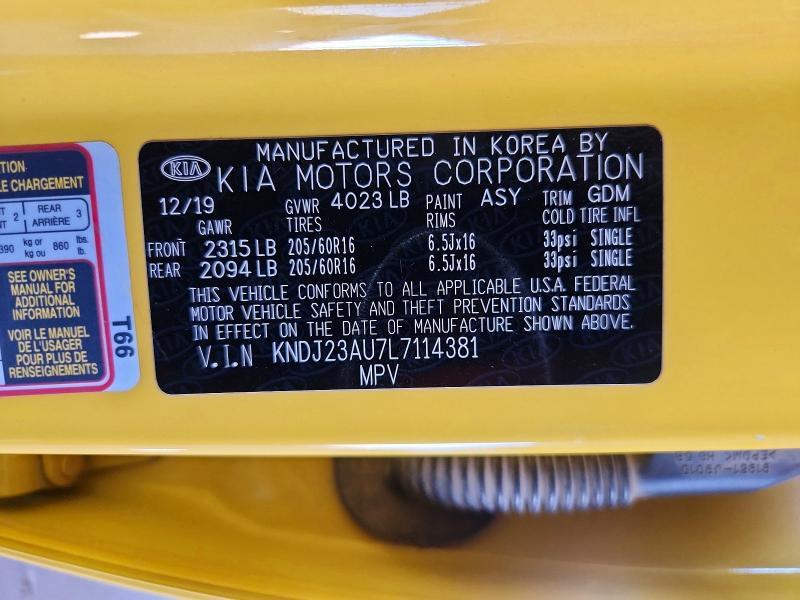 KNDJ23AU7L7114381 2020 KIA SOUL photo no. 12