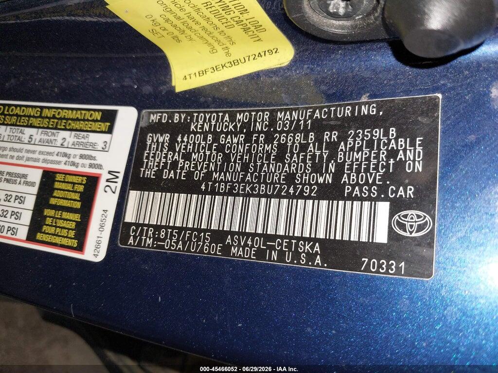 4T1BF3EK3BU724792 2011 TOYOTA CAMRY photo no. 9
