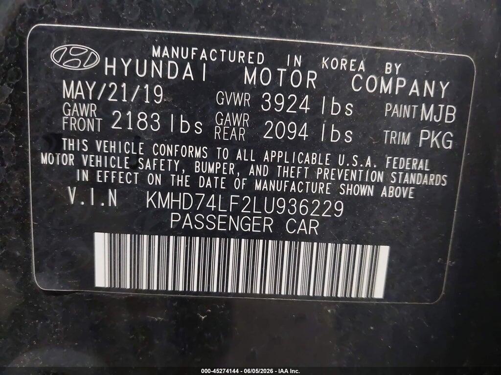 KMHD74LF2LU936229 2020 HYUNDAI ELANTRA photo no. 9