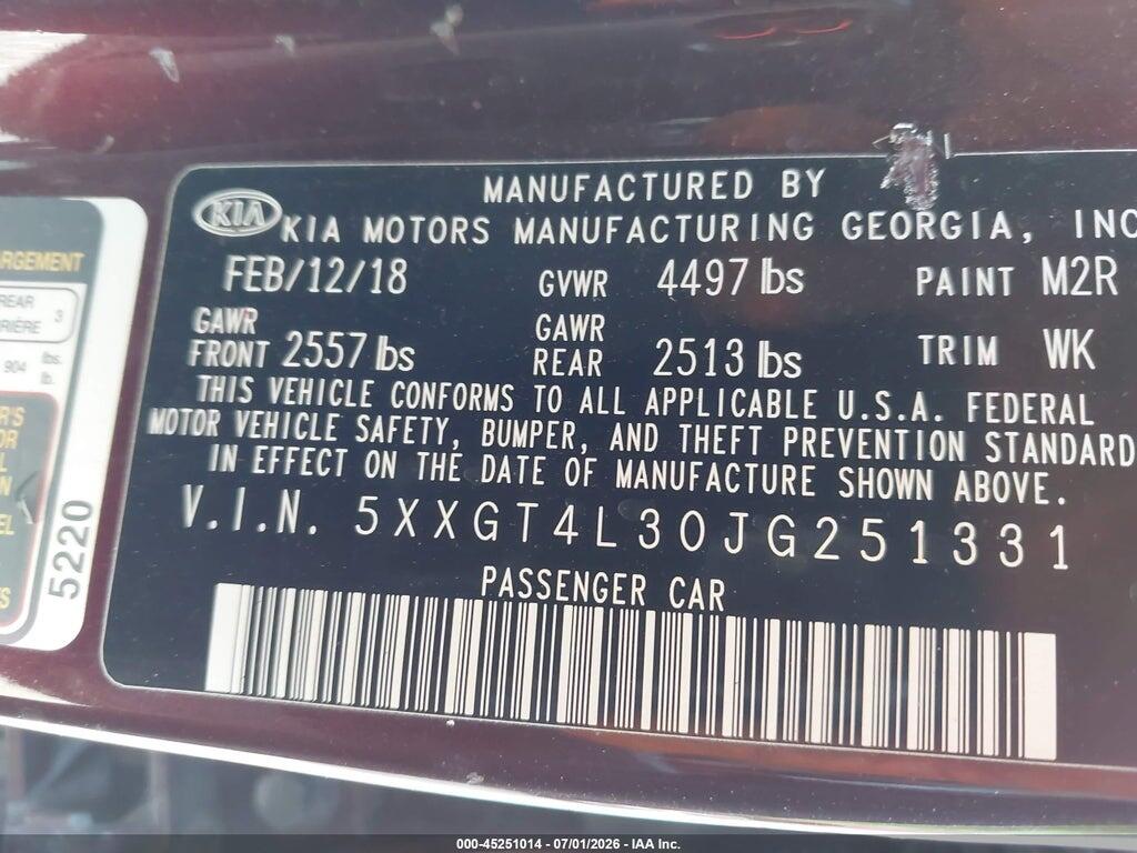 5XXGT4L30JG251331 2018 KIA OPTIMA photo no. 9