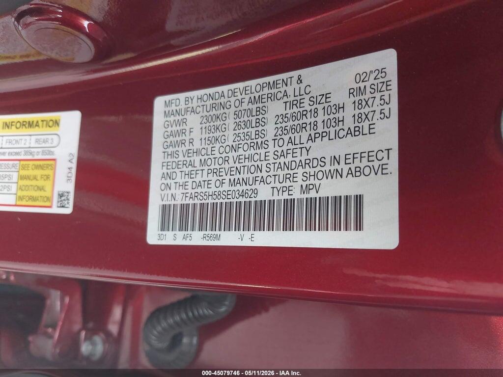 7FARS5H58SE034629 2025 HONDA CR-V HYBRID photo no. 9