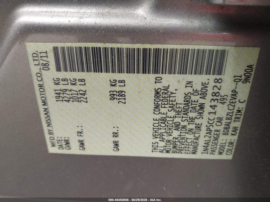 1N4AL2AP5CC143828 2012 NISSAN ALTIMA photo no. 9