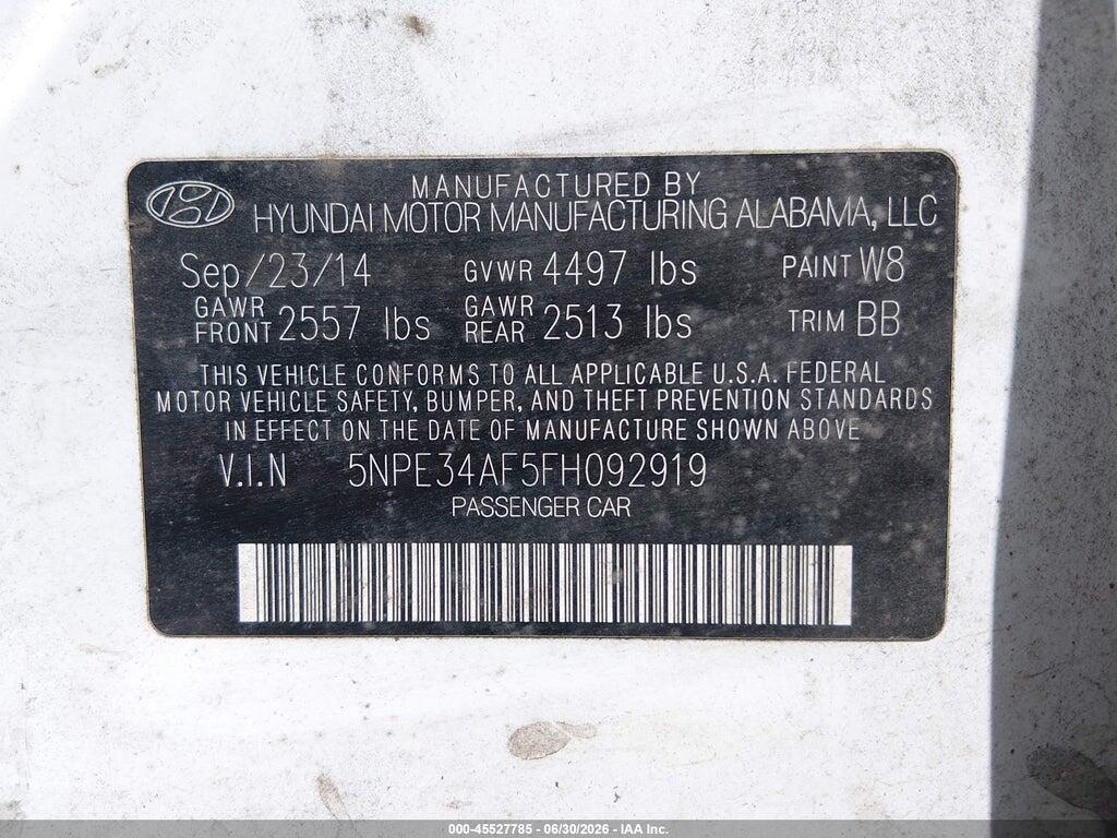 5NPE34AF5FH092919 2015 HYUNDAI SONATA photo no. 9