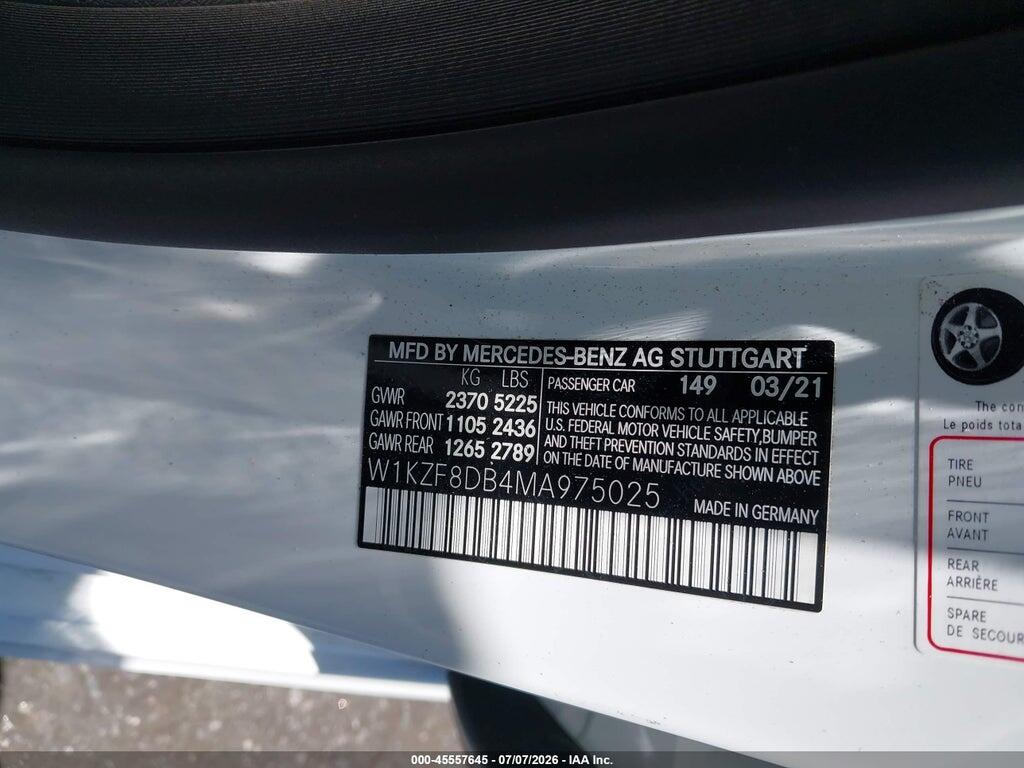 W1KZF8DB4MA975025 2021 MERCEDES-BENZ E 350 photo no. 9
