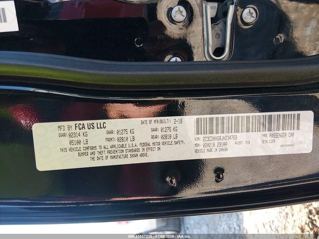 2C3CDXHG8JH234769 2018 DODGE CHARGER photo no. 9