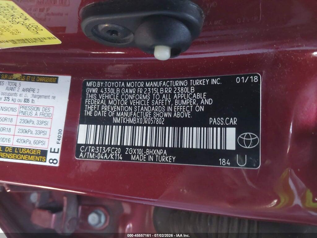 NMTKHMBX0JR057802 2018 TOYOTA C-HR photo no. 9