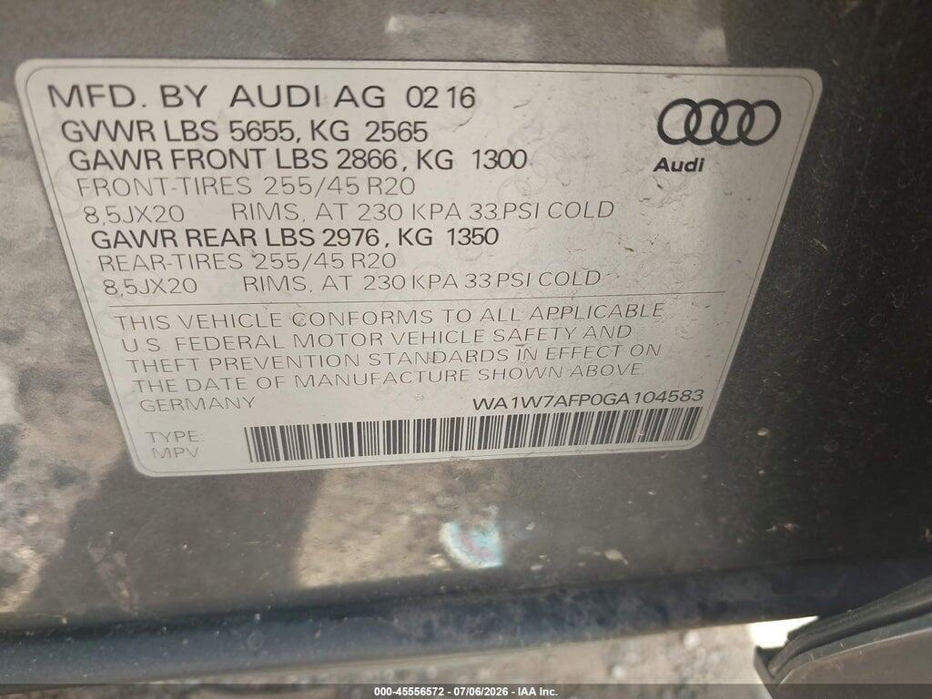 WA1W7AFP0GA104583 2016 AUDI Q5 photo no. 9