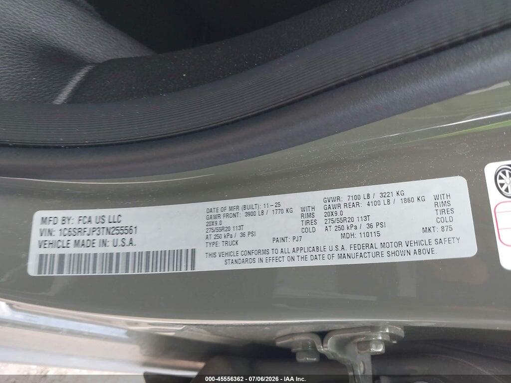 1C6SRFJP3TN255561 2026 RAM 1500 photo no. 9