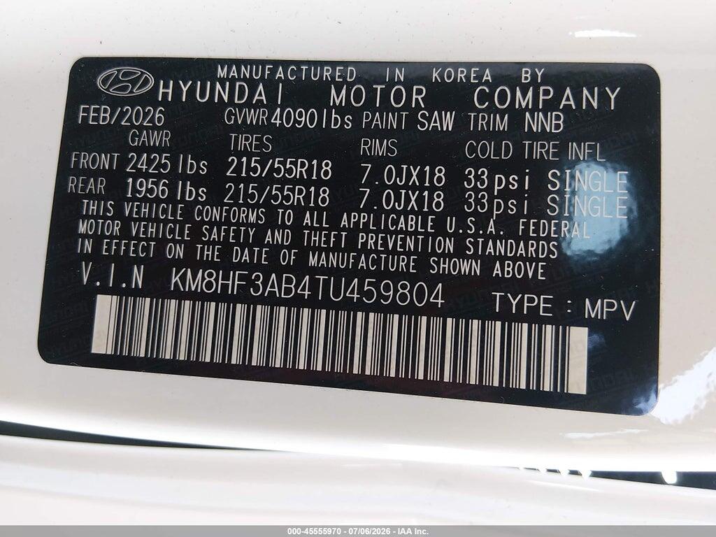 KM8HF3AB4TU459804 2026 HYUNDAI KONA photo no. 9