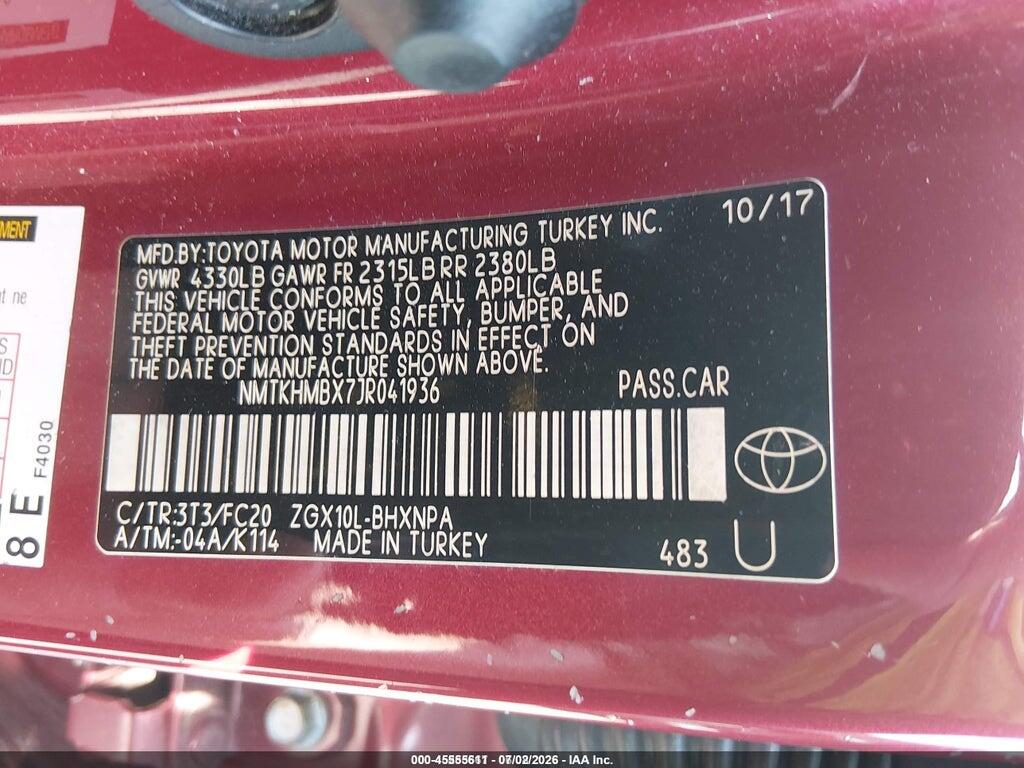 NMTKHMBX7JR041936 2018 TOYOTA C-HR photo no. 9