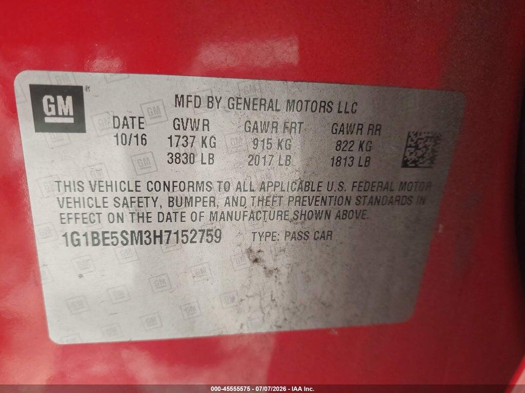1G1BE5SM3H7152759 2017 CHEVROLET CRUZE photo no. 9