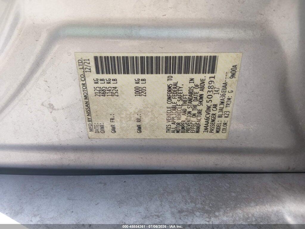1N4AA6CV0NC503891 2022 NISSAN MAXIMA photo no. 9