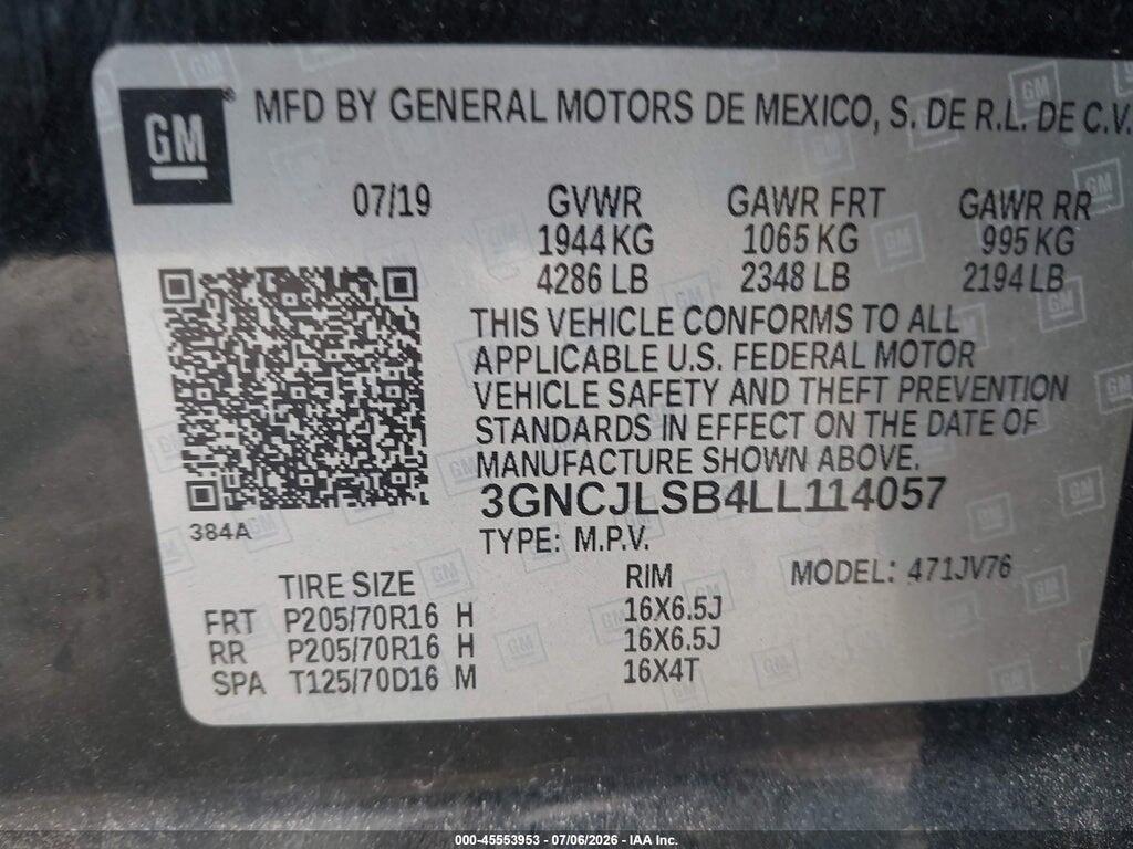3GNCJLSB4LL114057 2020 CHEVROLET TRAX photo no. 9