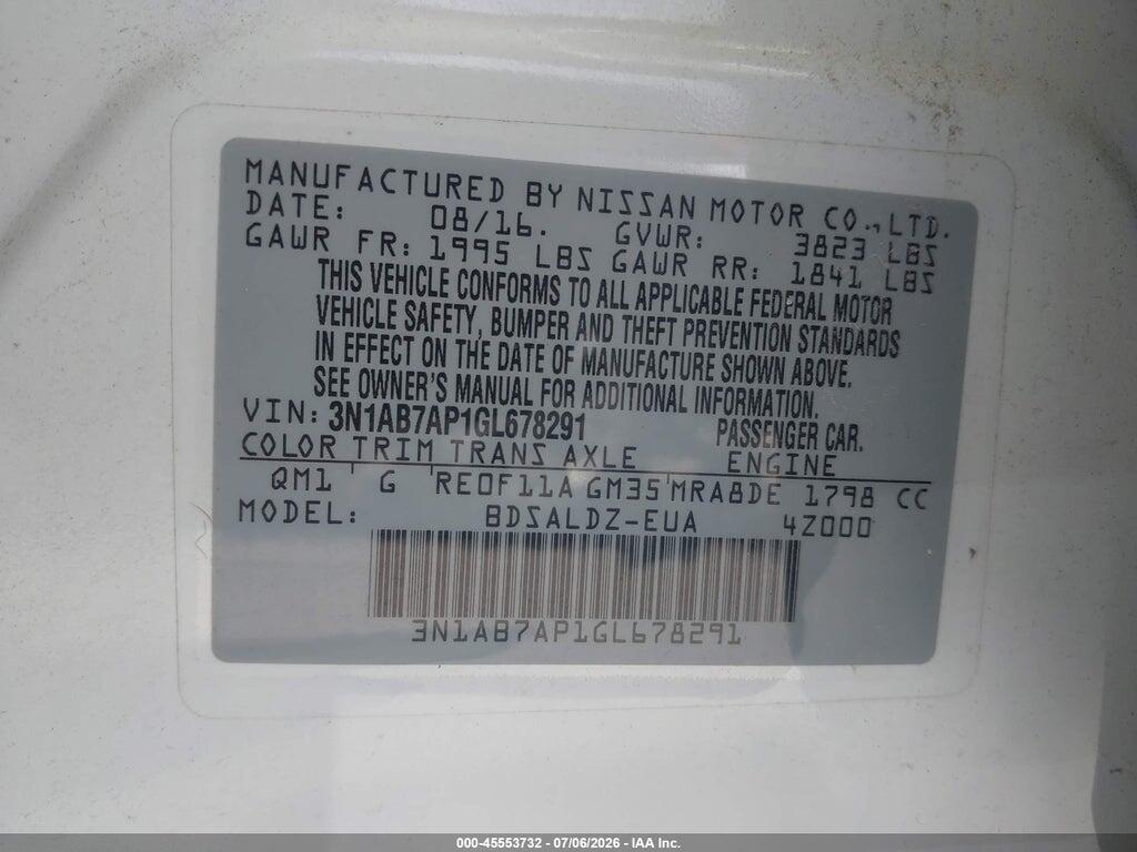 3N1AB7AP1GL678291 2016 NISSAN SENTRA photo no. 9