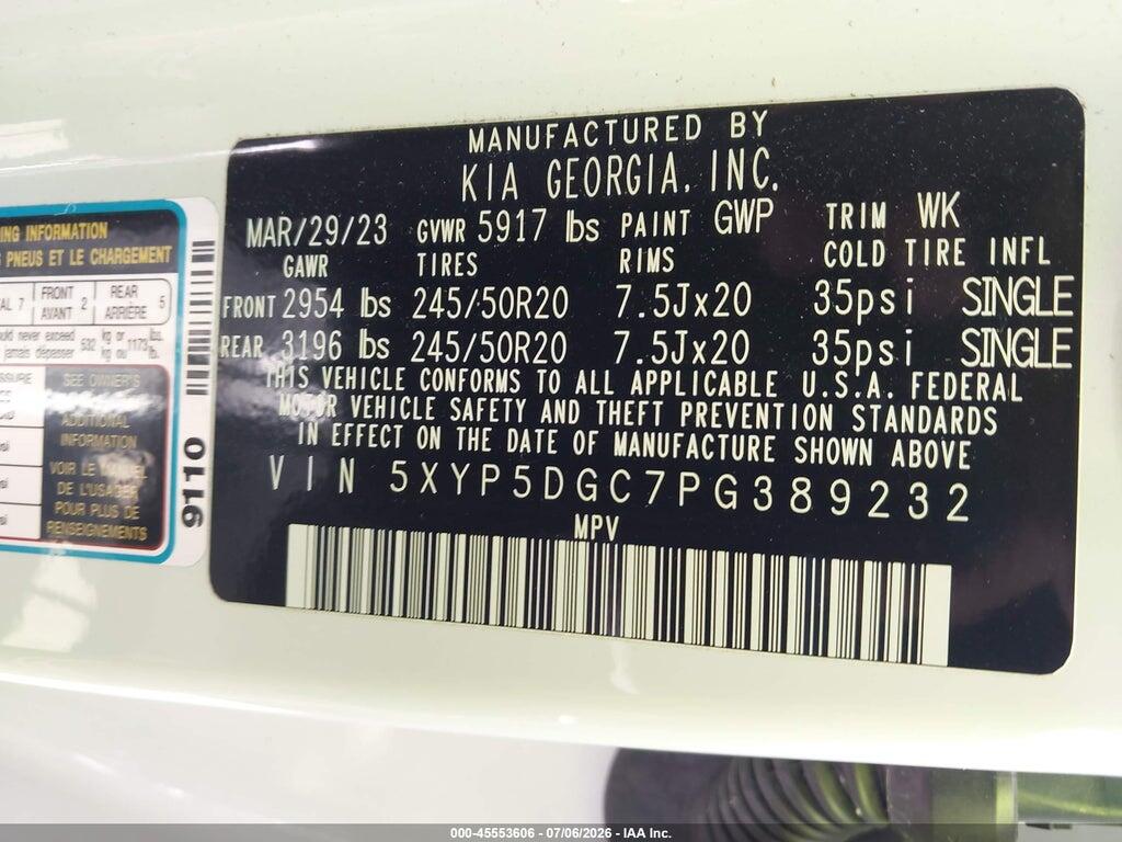 5XYP5DGC7PG389232 2023 KIA TELLURIDE photo no. 9