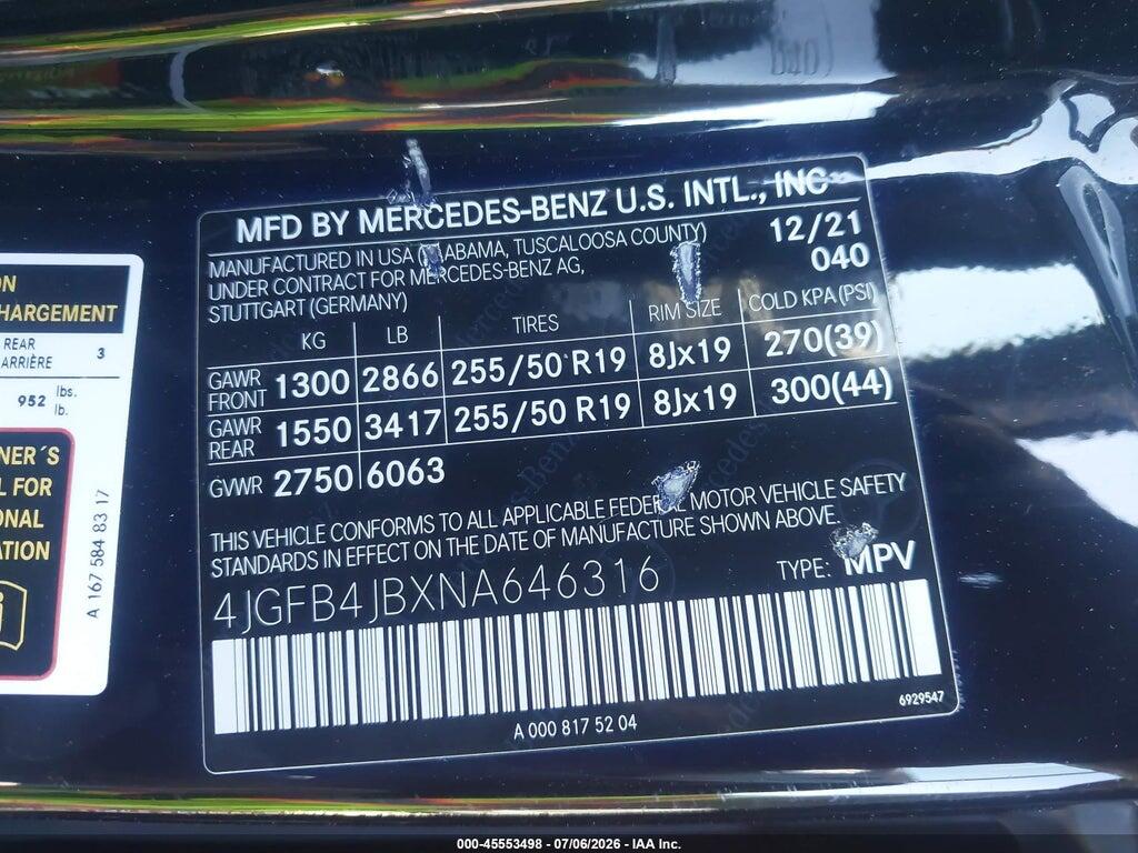 4JGFB4JBXNA646316 2022 MERCEDES-BENZ GLE 350 photo no. 9