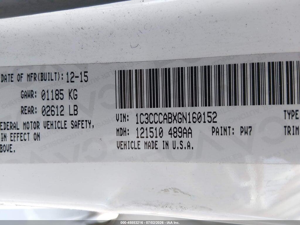 1C3CCCABXGN160152 2016 CHRYSLER 200 photo no. 9
