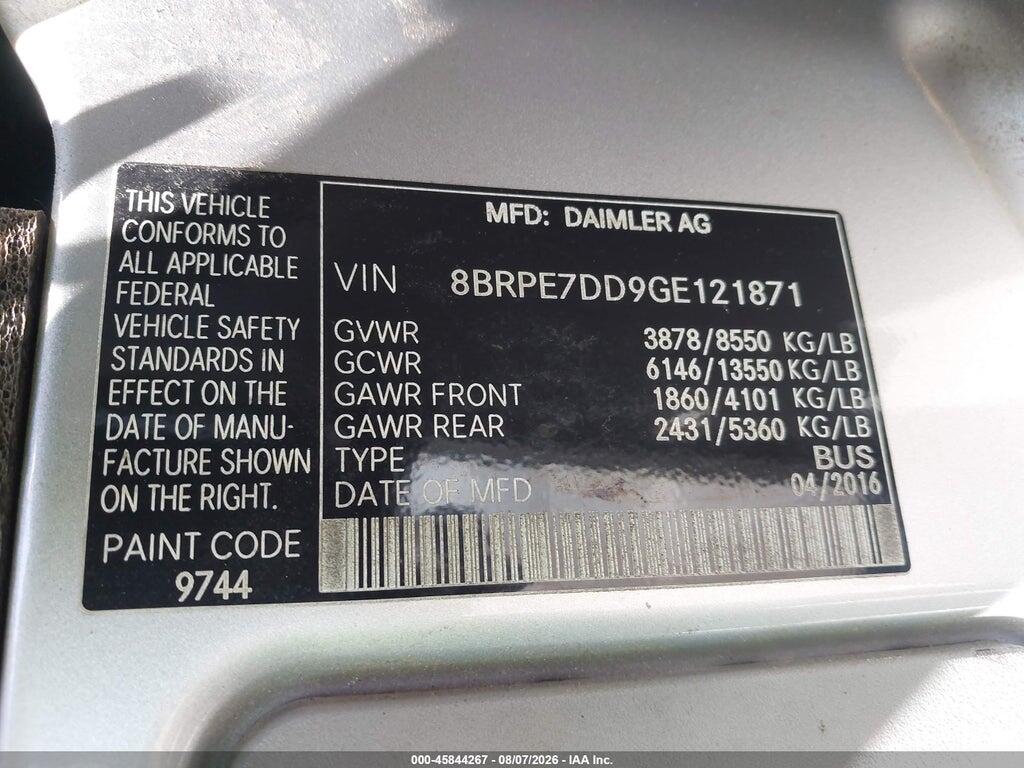 8BRPE7DD9GE121871 2016 MERCEDES-BENZ SPRINTER 2500 photo no. 9