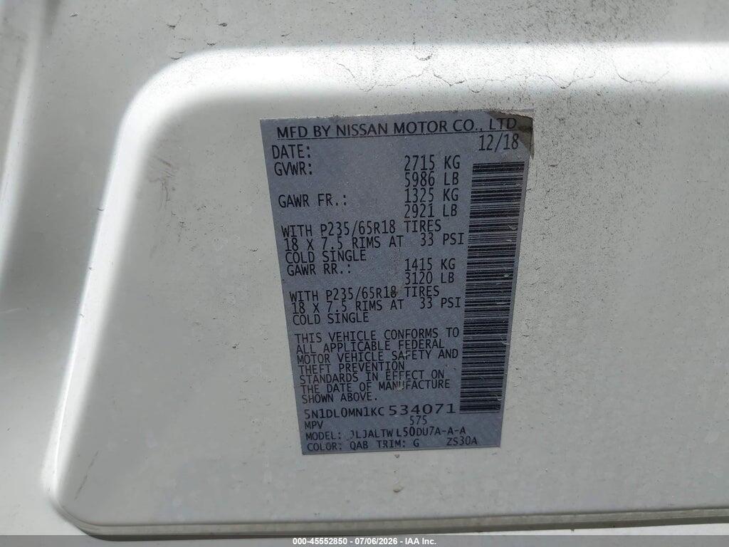 5N1DL0MN1KC534071 2019 INFINITI QX60 photo no. 9