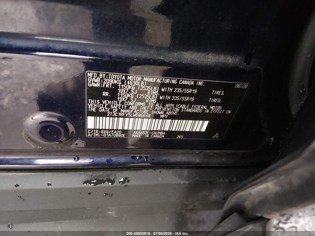 2T3C1RFV5LW086648 2020 TOYOTA RAV4 photo no. 9