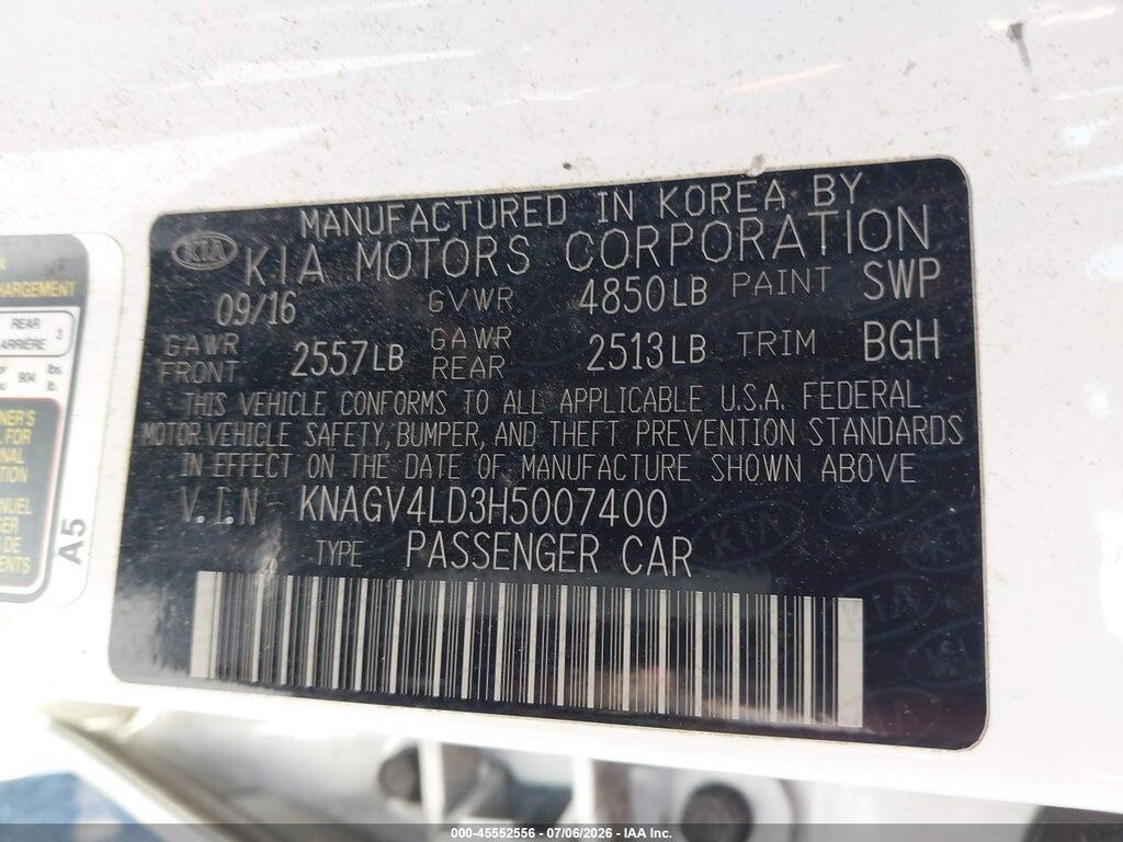 KNAGV4LD3H5007400 2017 KIA OPTIMA PLUG-IN HYBRID photo no. 9