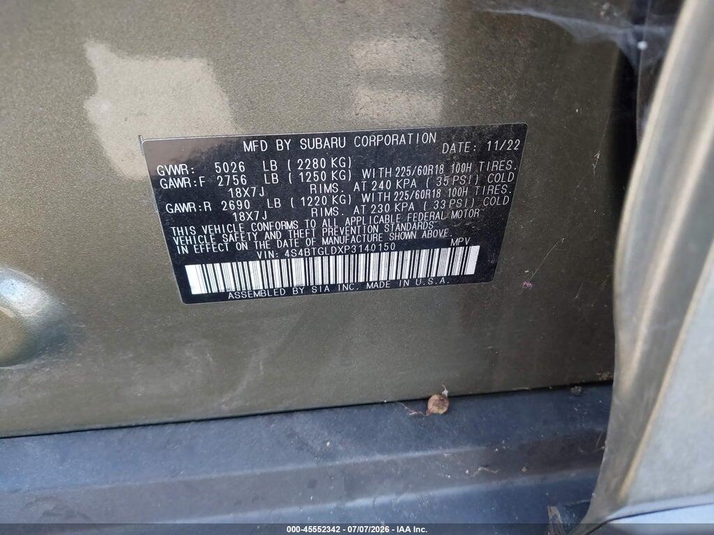 4S4BTGLDXP3140150 2023 SUBARU OUTBACK photo no. 9