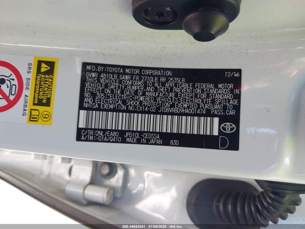 JTDBVRBD9HA001474 2017 TOYOTA MIRAI photo no. 9