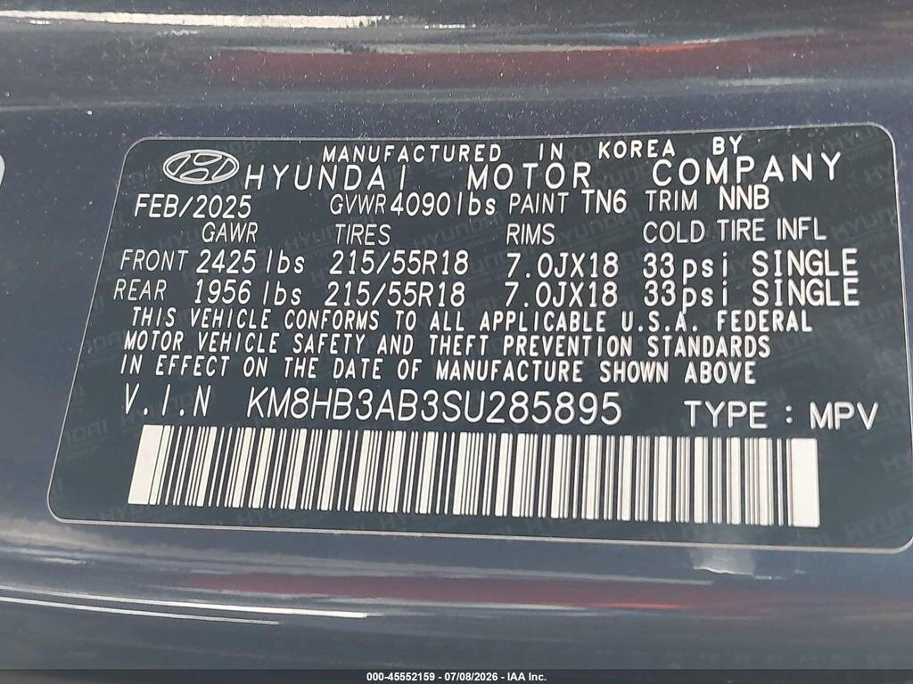 KM8HB3AB3SU285895 2025 HYUNDAI KONA photo no. 9