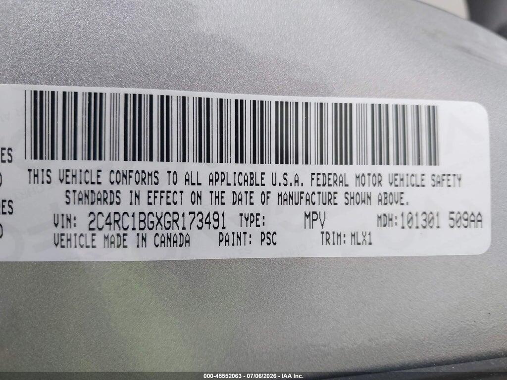 2C4RC1BGXGR173491 2016 CHRYSLER TOWN & COUNTRY photo no. 9