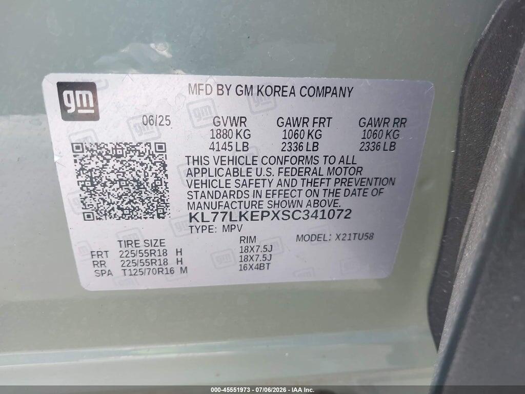 KL77LKEPXSC341072 2025 CHEVROLET TRAX photo no. 9
