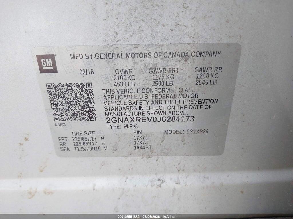 2GNAXREV0J6284173 2018 CHEVROLET EQUINOX photo no. 9
