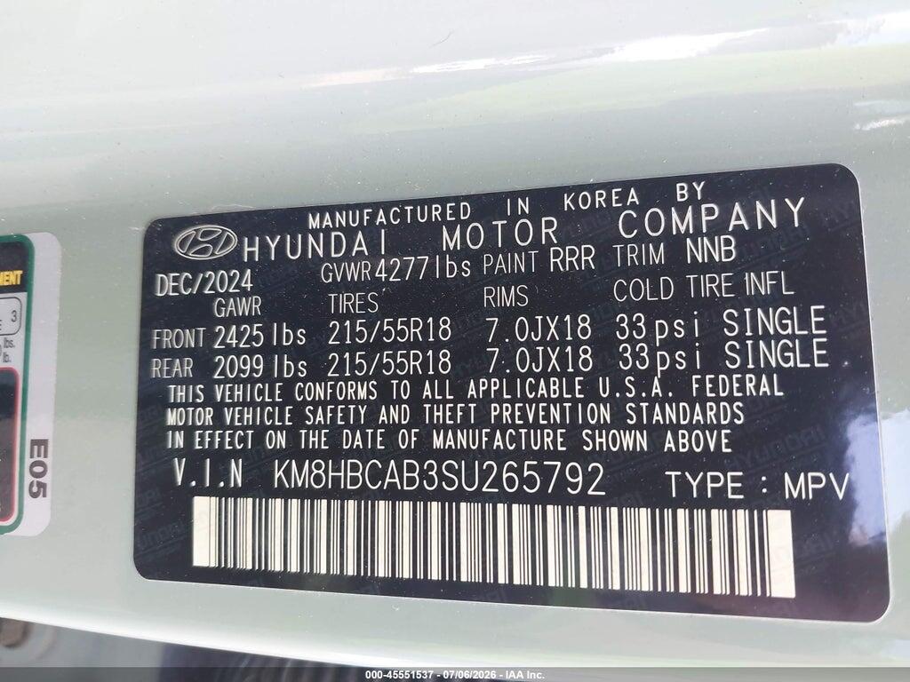 KM8HBCAB3SU265792 2025 HYUNDAI KONA photo no. 9