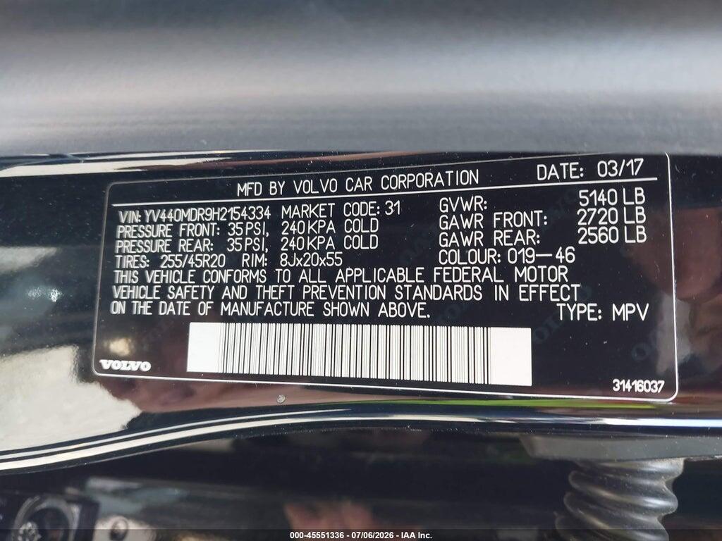 YV440MDR9H2154334 2017 VOLVO XC60 photo no. 9