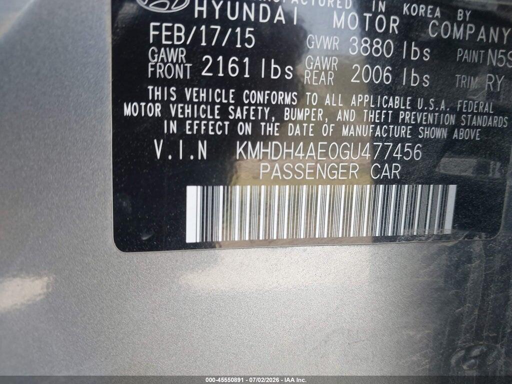 KMHDH4AE0GU477456 2016 HYUNDAI ELANTRA photo no. 9