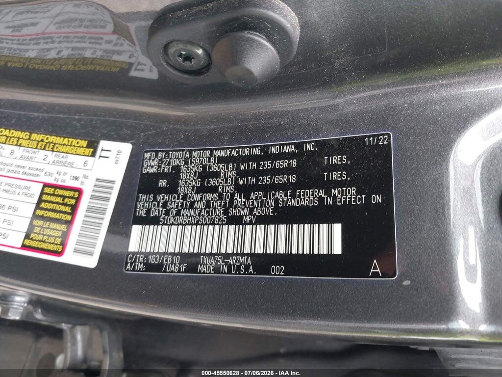 5TDKDRBHXPS007825 2023 TOYOTA HIGHLANDER photo no. 9