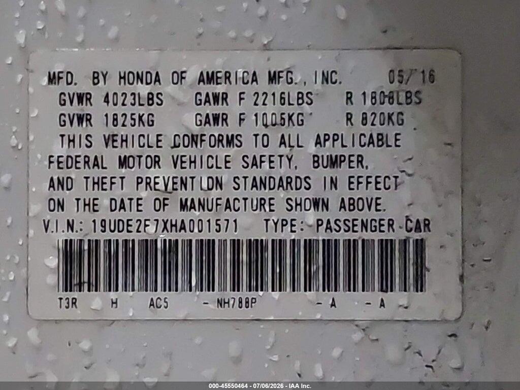 19UDE2F7XHA001571 2017 ACURA ILX photo no. 9