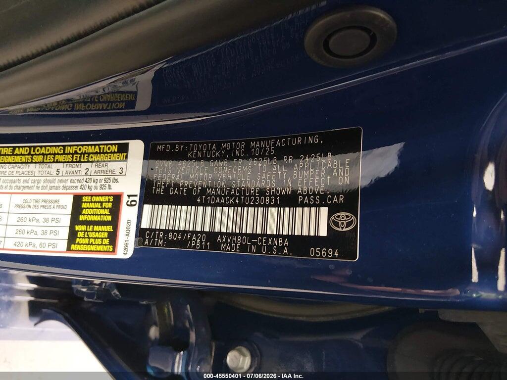 4T1DAACK4TU230831 2026 TOYOTA CAMRY photo no. 9
