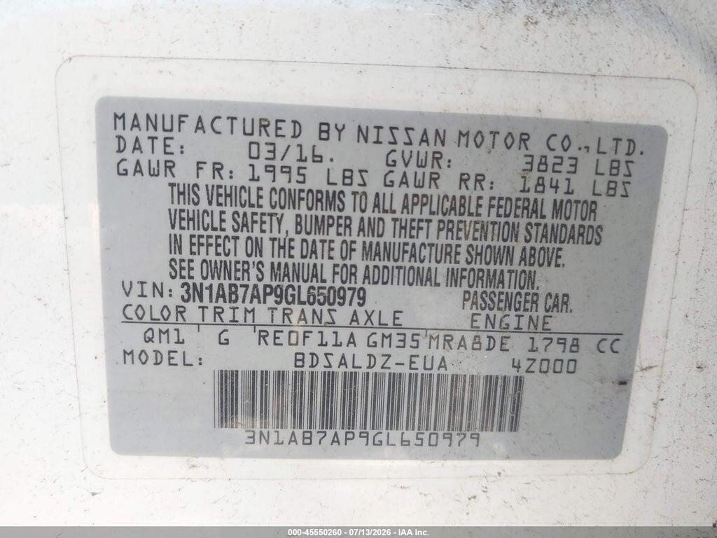 3N1AB7AP9GL650979 2016 NISSAN SENTRA photo no. 9