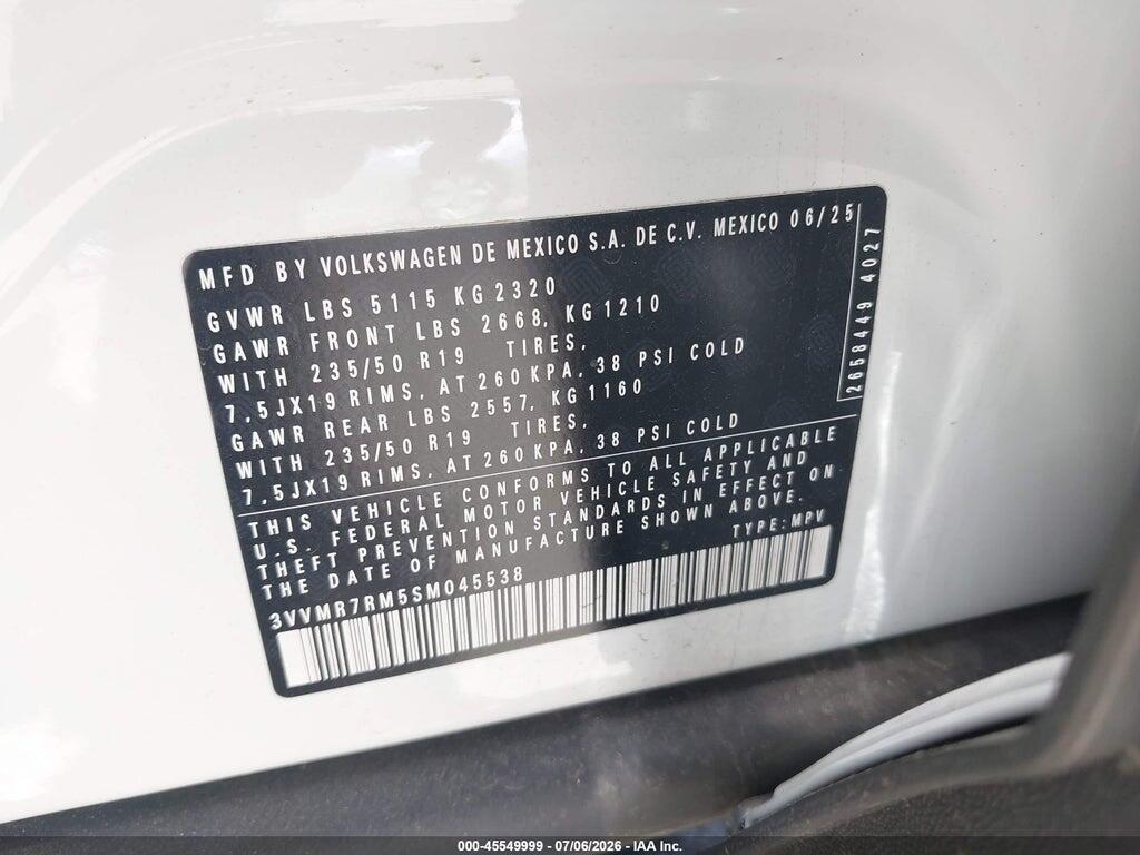 3VVMR7RM5SM045538 2025 VOLKSWAGEN TIGUAN photo no. 9