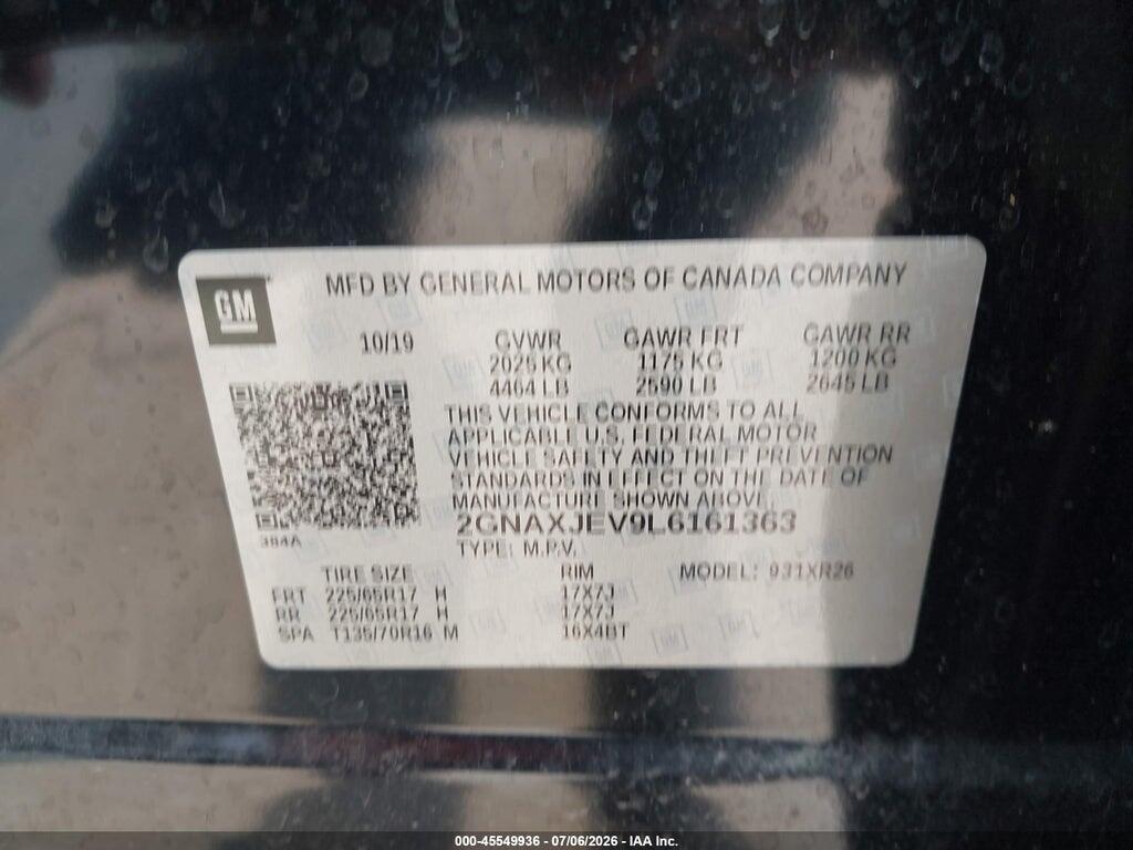 2GNAXJEV9L6161363 2020 CHEVROLET EQUINOX photo no. 9