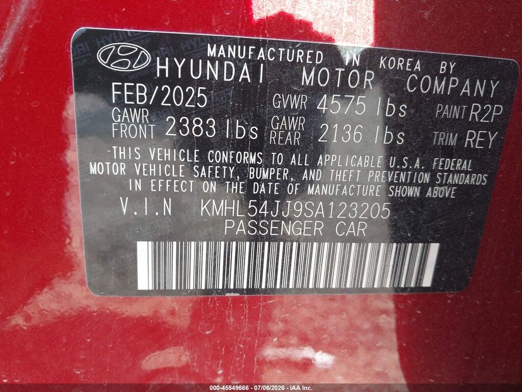 KMHL54JJ9SA123205 2025 HYUNDAI SONATA HYBRID photo no. 9