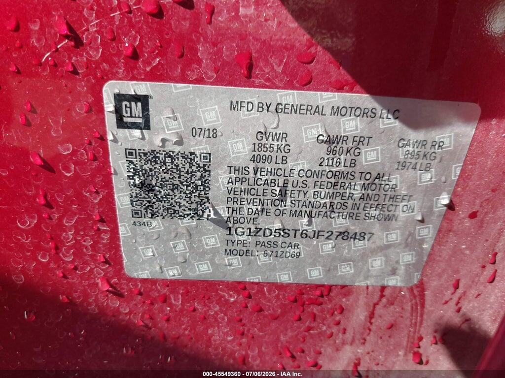 1G1ZD5ST6JF278487 2018 CHEVROLET MALIBU photo no. 9