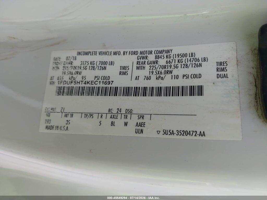 1FDUF5HT4KEC11697 2019 FORD F-550 CHASSIS photo no. 8
