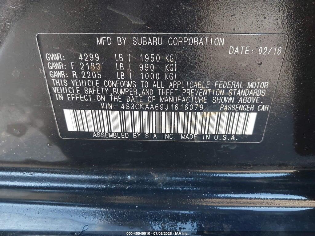 4S3GKAA69J1616079 2018 SUBARU IMPREZA photo no. 9