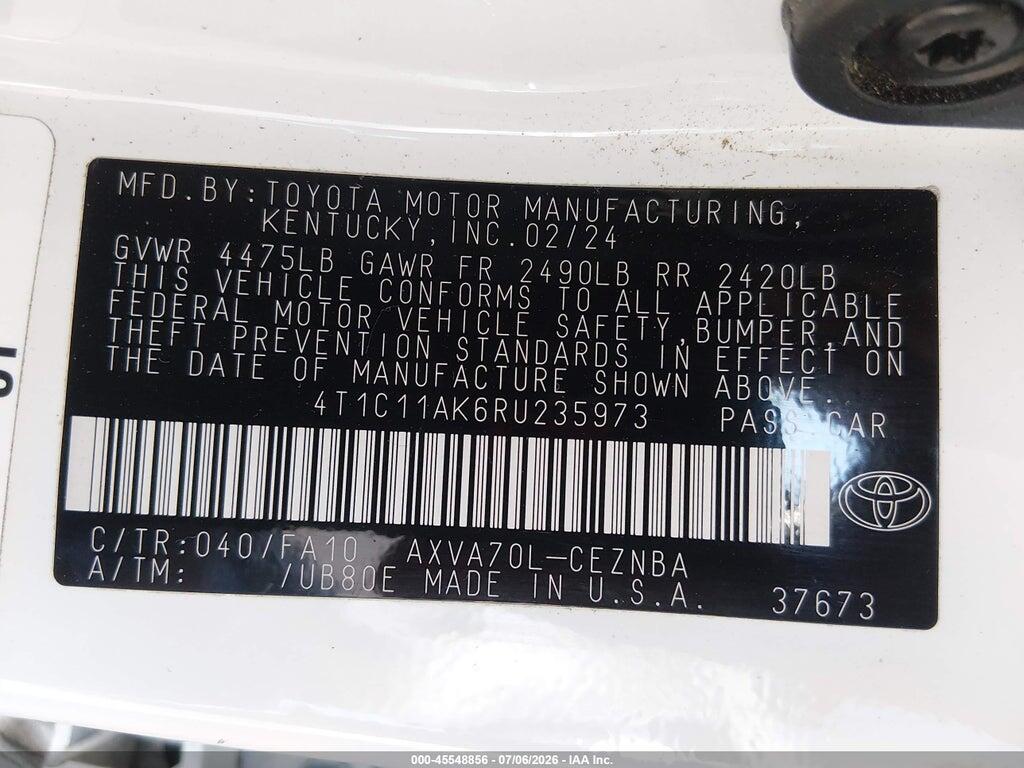 4T1C11AK6RU235973 2024 TOYOTA CAMRY photo no. 9