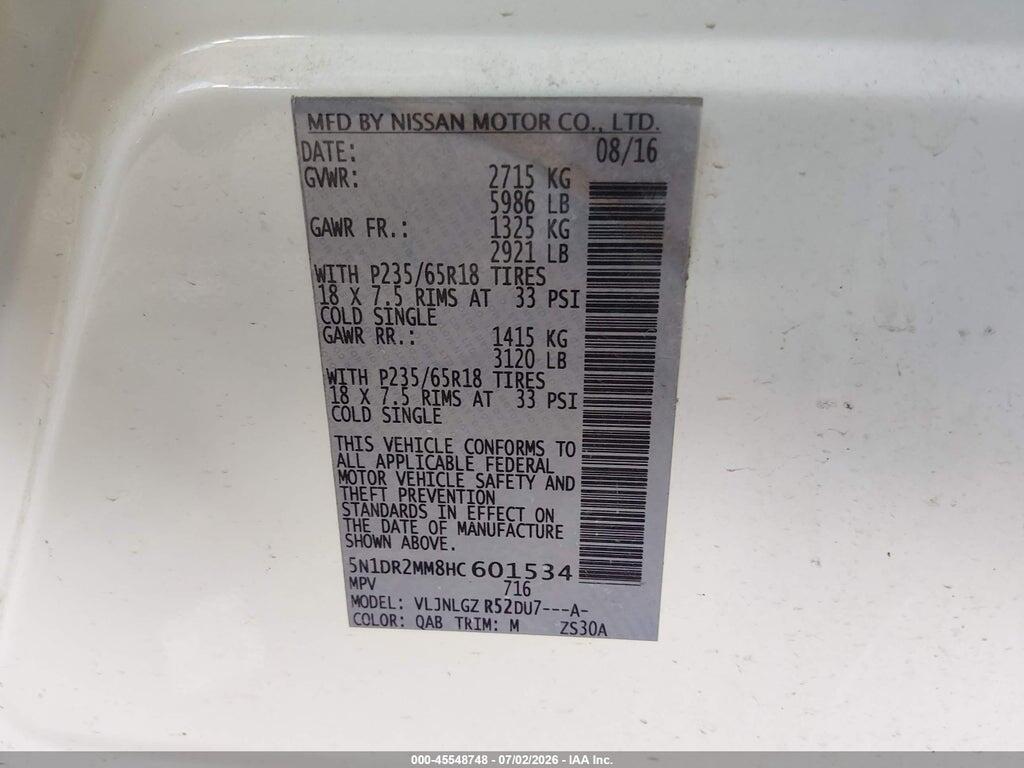 5N1DR2MM8HC601534 2017 NISSAN PATHFINDER photo no. 9