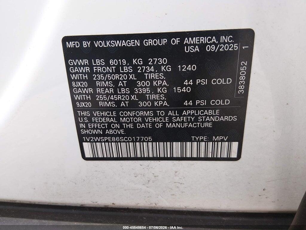 1V2WSPE86SC017705 2025 VOLKSWAGEN ID.4 photo no. 9
