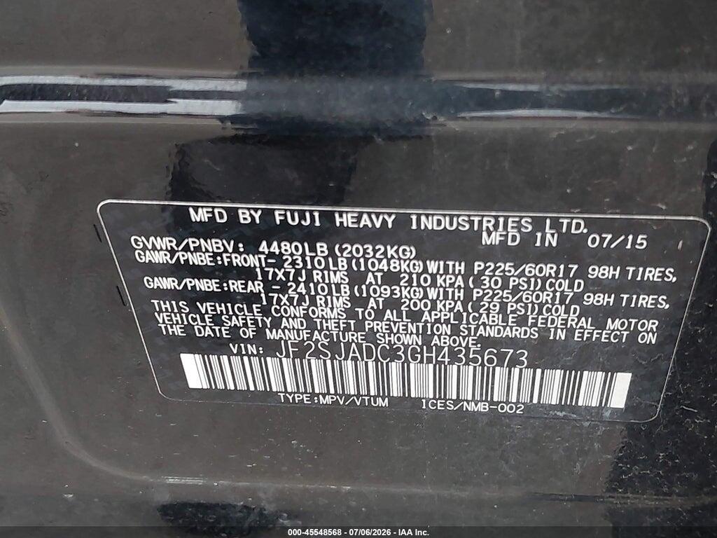 JF2SJADC3GH435673 2016 SUBARU FORESTER photo no. 9